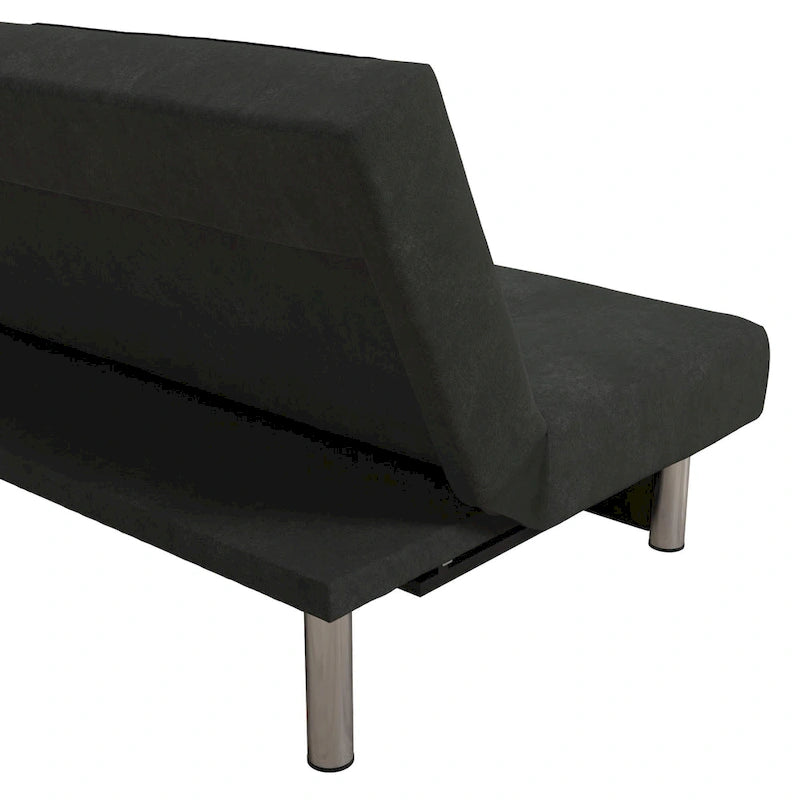 Tufted Microfiber Storage Futon Sofa with Pull-Out Compartments