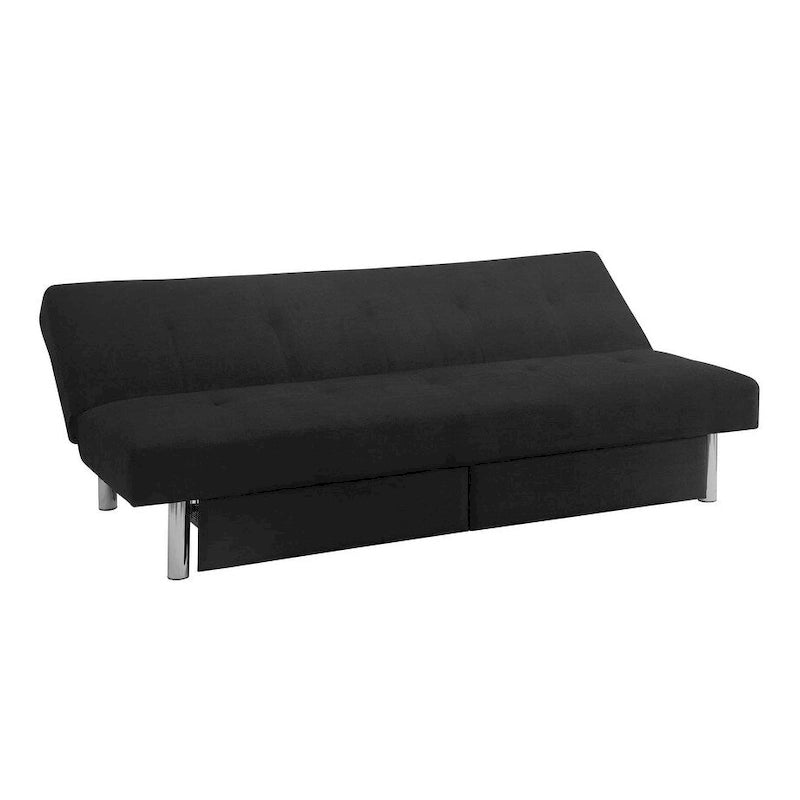 Tufted Microfiber Storage Futon Sofa with Pull-Out Compartments