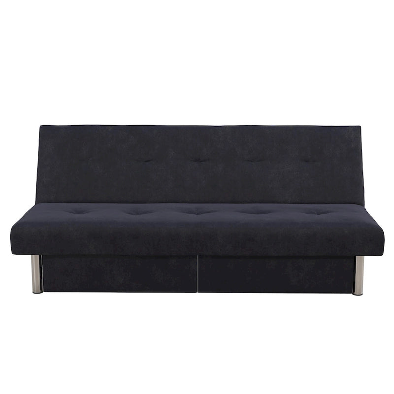 Tufted Microfiber Storage Futon Sofa with Pull-Out Compartments