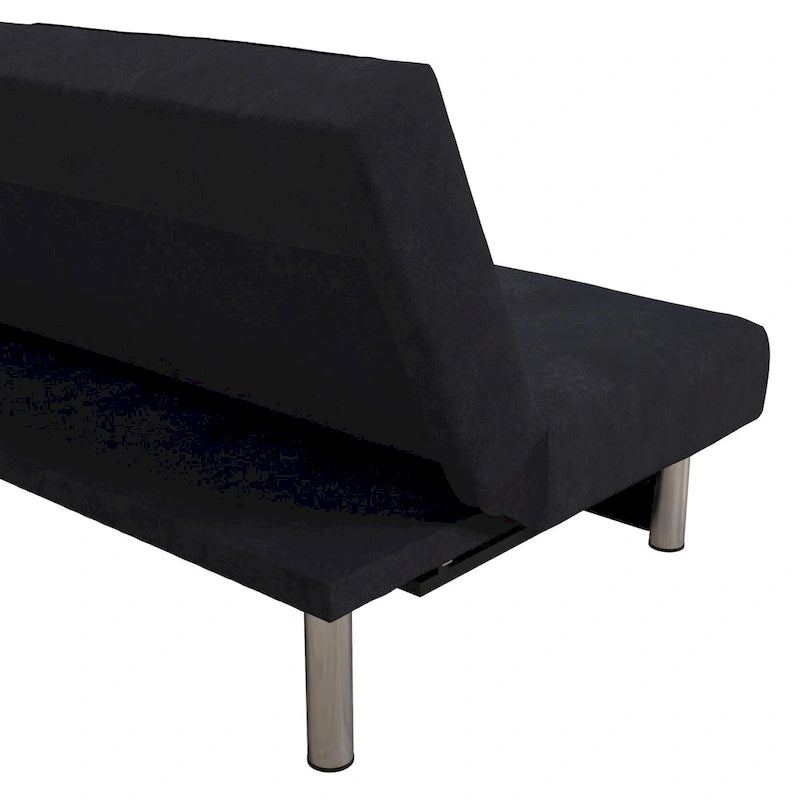 Tufted Microfiber Storage Futon Sofa with Pull-Out Compartments