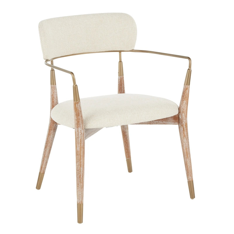 Upholstered Dining Chair with Wood Frame and Metal Accents, Set of 2