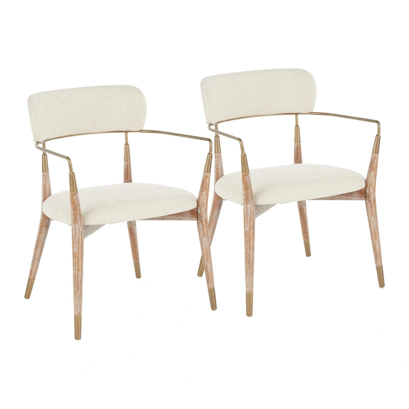 Upholstered Dining Chair with Wood Frame and Metal Accents, Set of 2