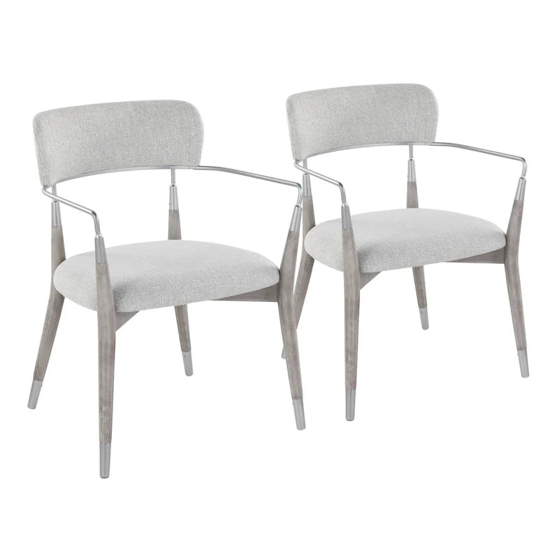 Upholstered Dining Chair with Wood Frame and Metal Accents, Set of 2
