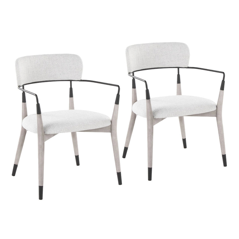 Upholstered Dining Chair with Wood Frame and Metal Accents, Set of 2