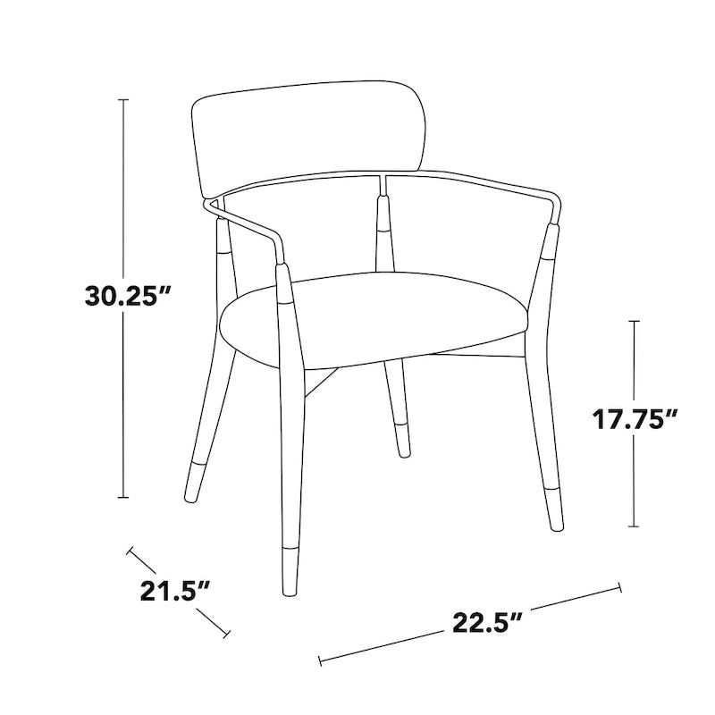 Upholstered Dining Chair with Wood Frame and Metal Accents, Set of 2