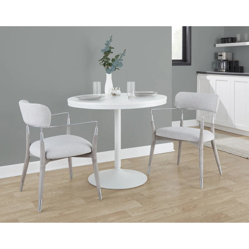 Upholstered Dining Chair with Wood Frame and Metal Accents, Set of 2