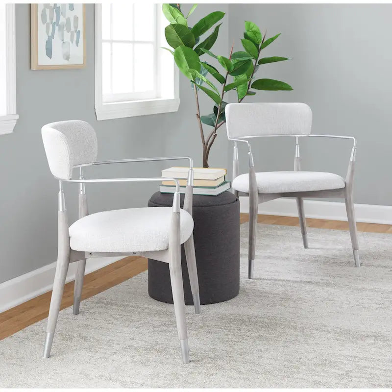 Upholstered Dining Chair with Wood Frame and Metal Accents, Set of 2
