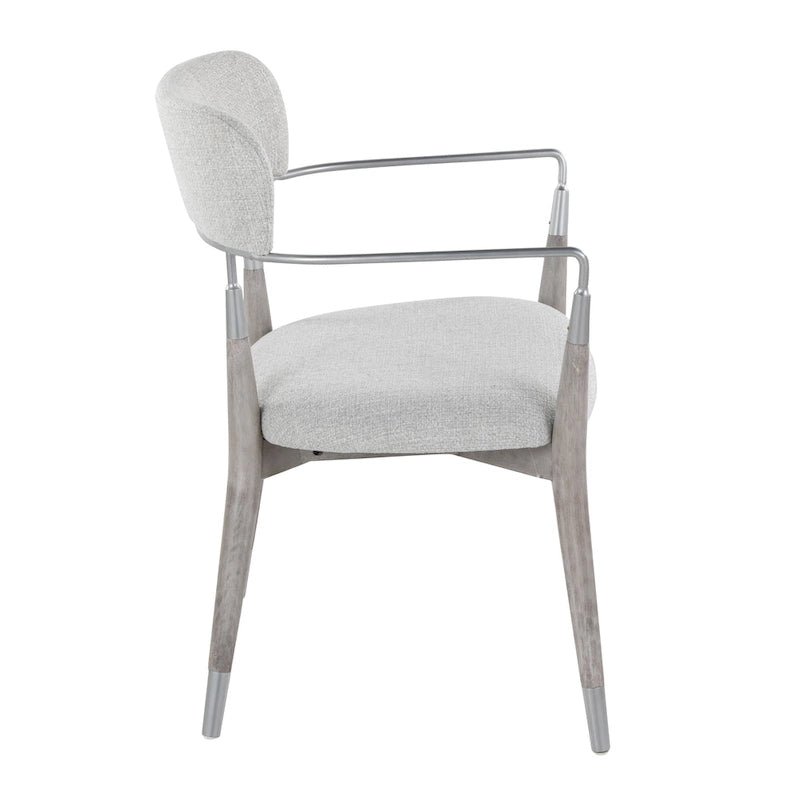 Upholstered Dining Chair with Wood Frame and Metal Accents, Set of 2