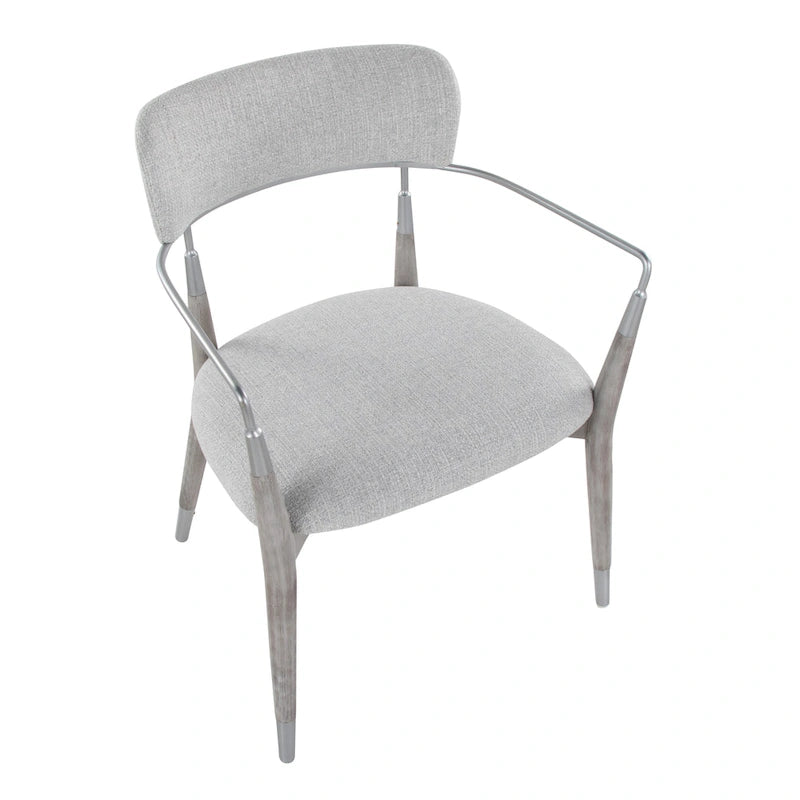 Upholstered Dining Chair with Wood Frame and Metal Accents, Set of 2