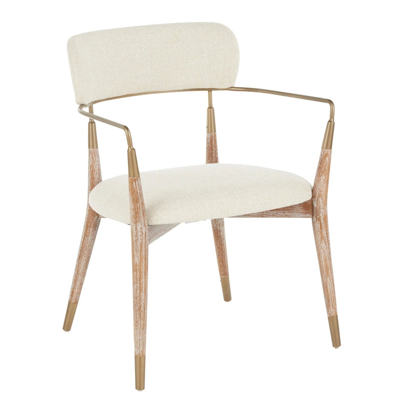 Upholstered Dining Chair with Wood Frame and Metal Accents, Set of 2