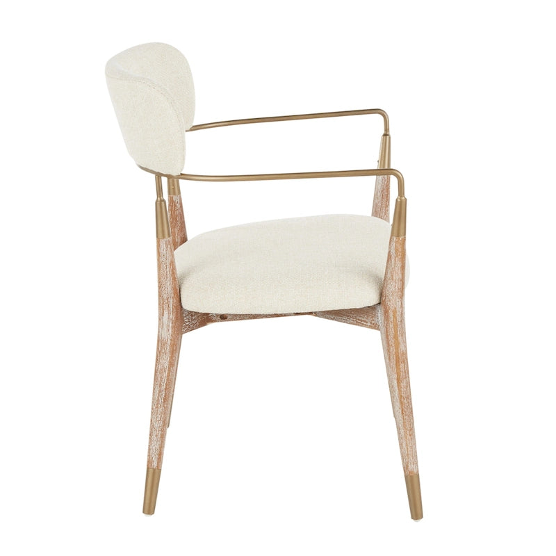 Upholstered Dining Chair with Wood Frame and Metal Accents, Set of 2