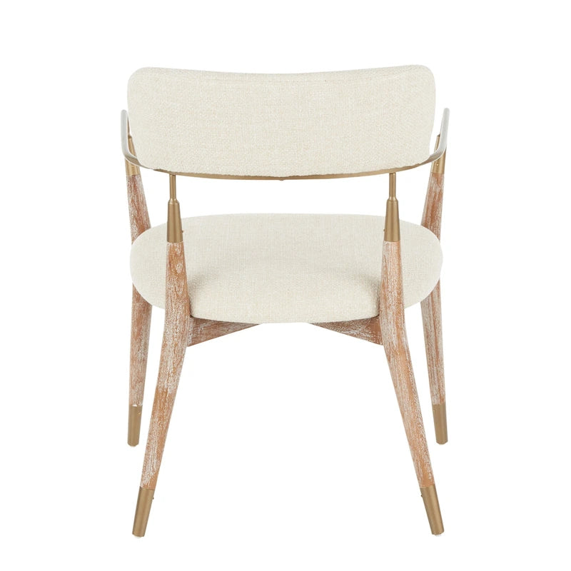 Upholstered Dining Chair with Wood Frame and Metal Accents, Set of 2