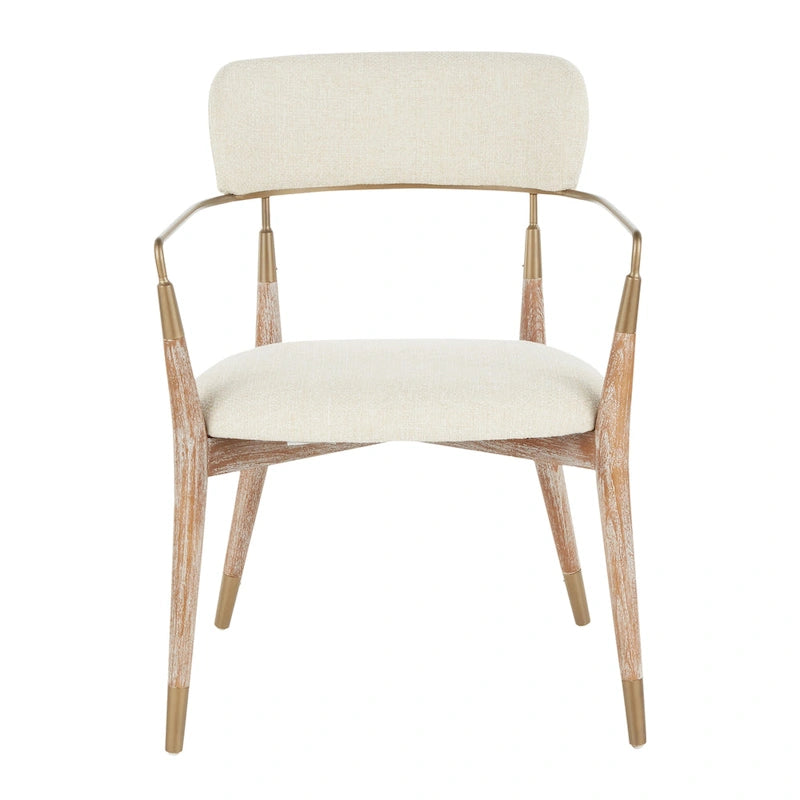 Upholstered Dining Chair with Wood Frame and Metal Accents, Set of 2