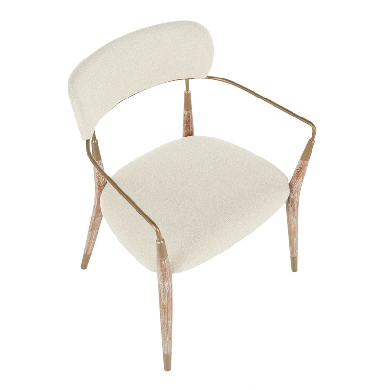 Upholstered Dining Chair with Wood Frame and Metal Accents, Set of 2