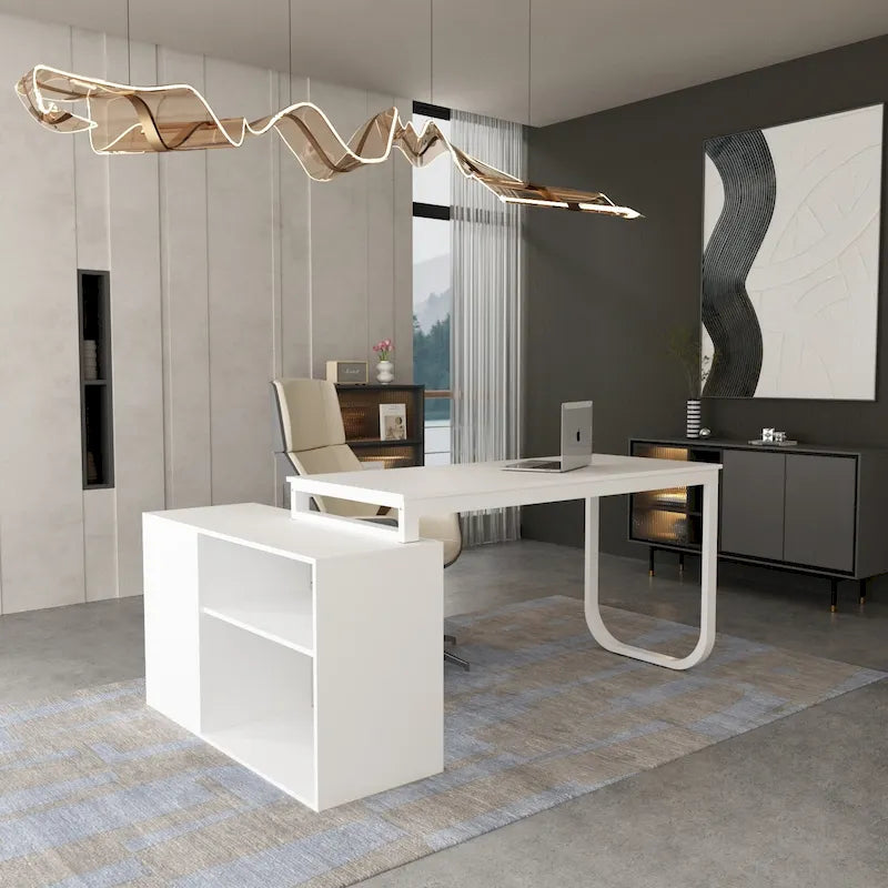 55-inch L Shaped Office Computer Desk w/ Drawers
