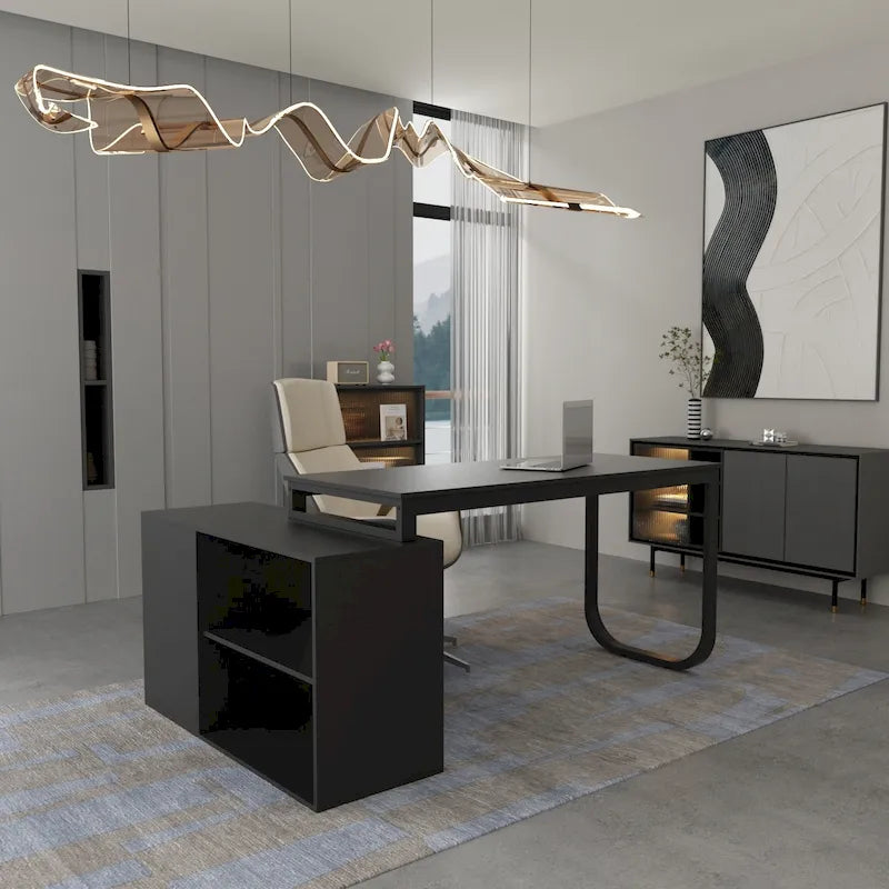 55-inch L Shaped Office Computer Desk w/ Drawers