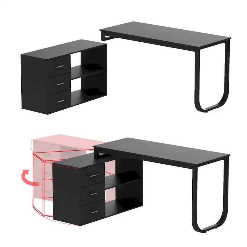 55-inch L Shaped Office Computer Desk w/ Drawers