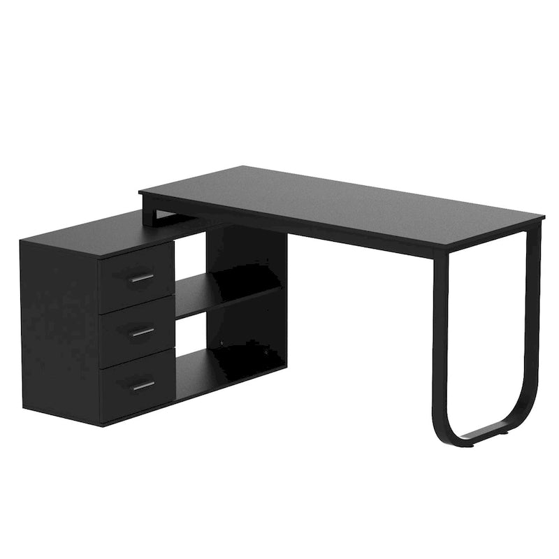 55-inch L Shaped Office Computer Desk w/ Drawers