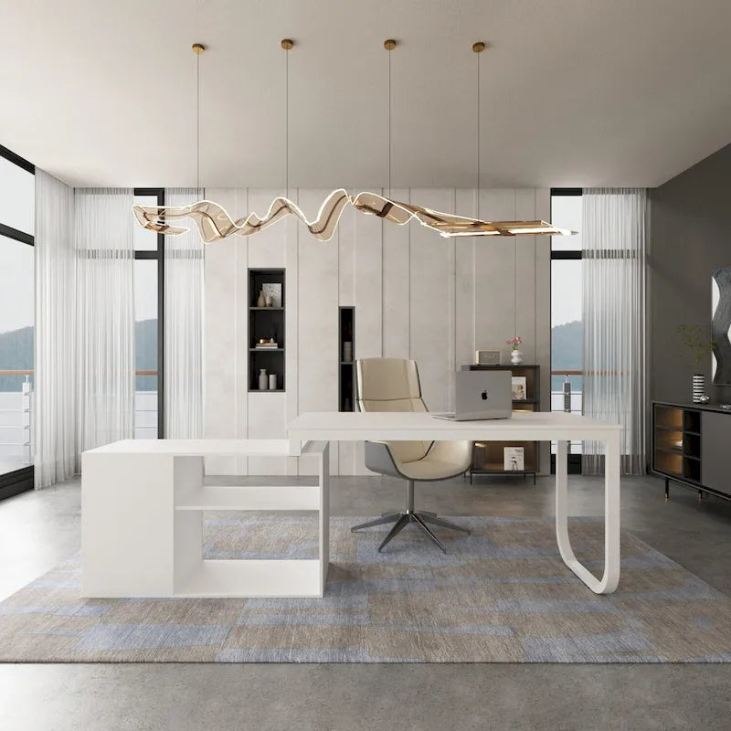 55-inch L Shaped Office Computer Desk w/ Drawers