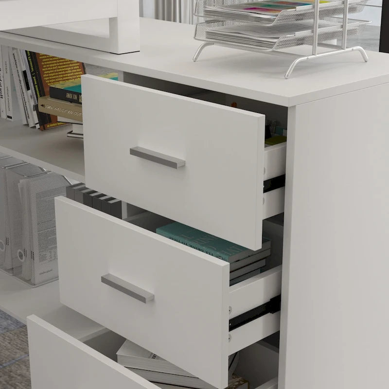 55-inch L Shaped Office Computer Desk w/ Drawers