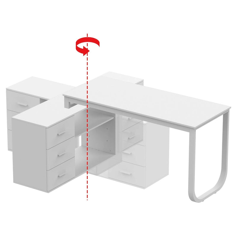55-inch L Shaped Office Computer Desk w/ Drawers