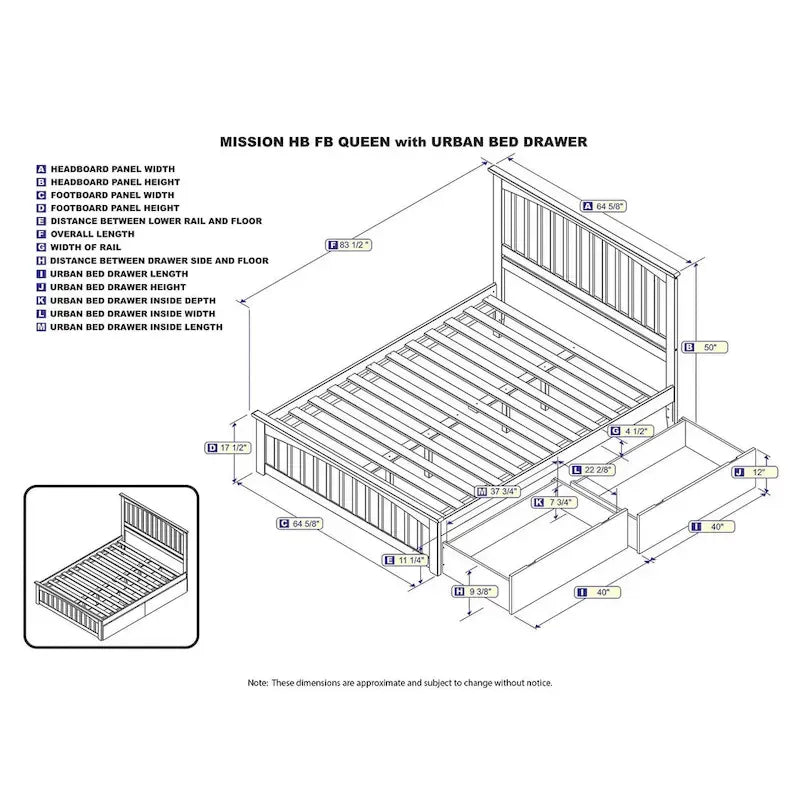 Platform Bed with Matching Foot Board with 2 Bed Drawers in White