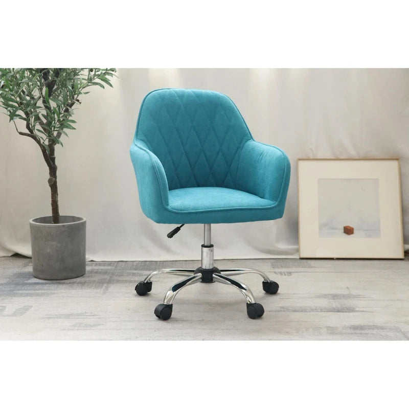 Home Office Desk Chair, Fabric And Roller Wheels