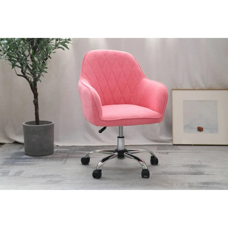 Home Office Desk Chair, Fabric And Roller Wheels
