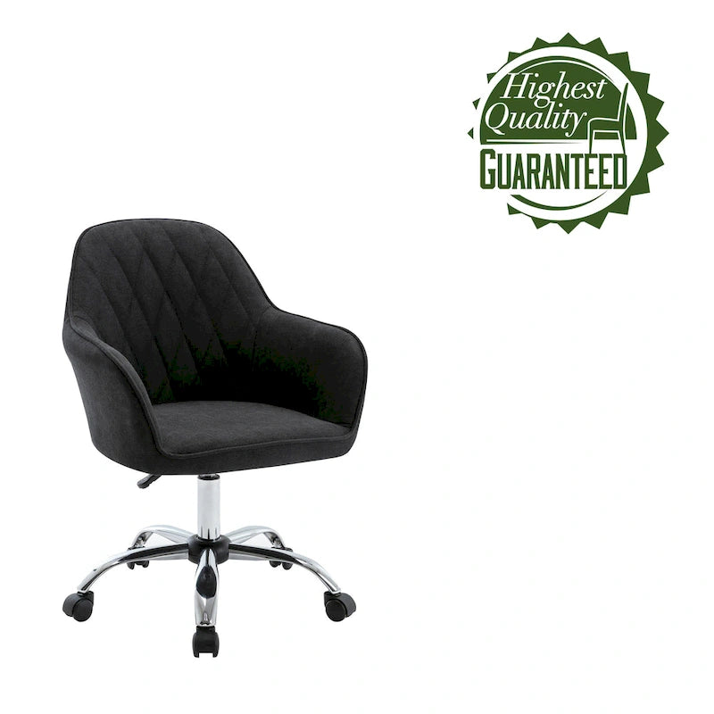 Home Office Desk Chair, Fabric And Roller Wheels
