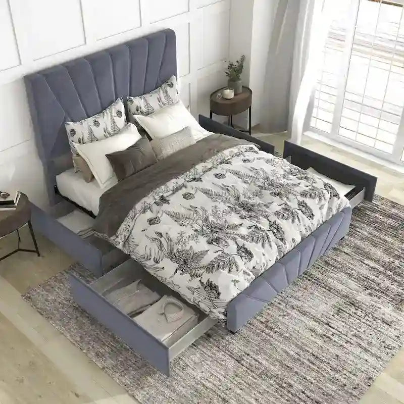 Upholstered 4-drawer Storage Bed