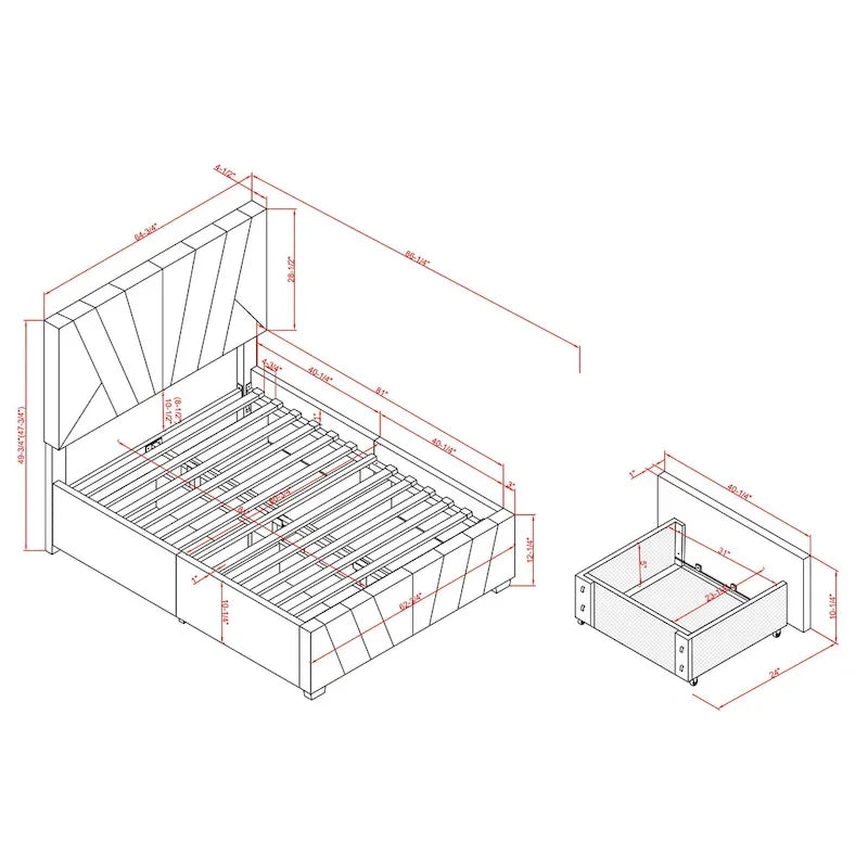 Upholstered 4-drawer Storage Bed