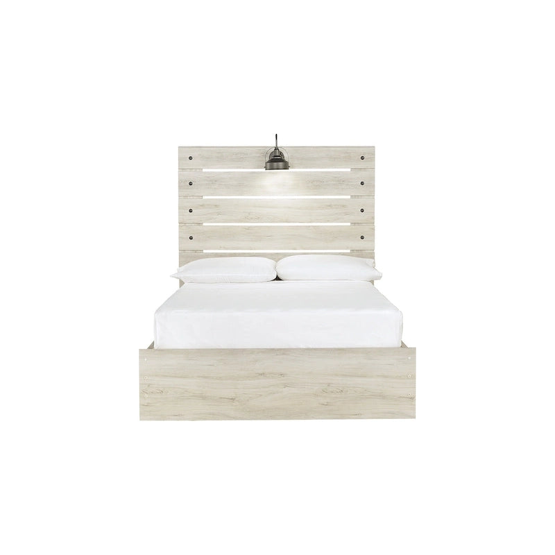 Cambeck Whitewash Panel Bed With 2 Under Bed Storage Drawers