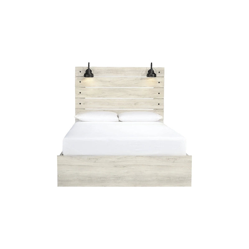 Cambeck Whitewash Panel Bed With 2 Under Bed Storage Drawers