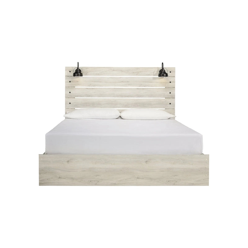Cambeck Whitewash Panel Bed With 2 Under Bed Storage Drawers