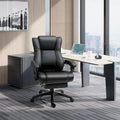 High Back Reclining Office Chair with Footrest, Faux Leather, Black