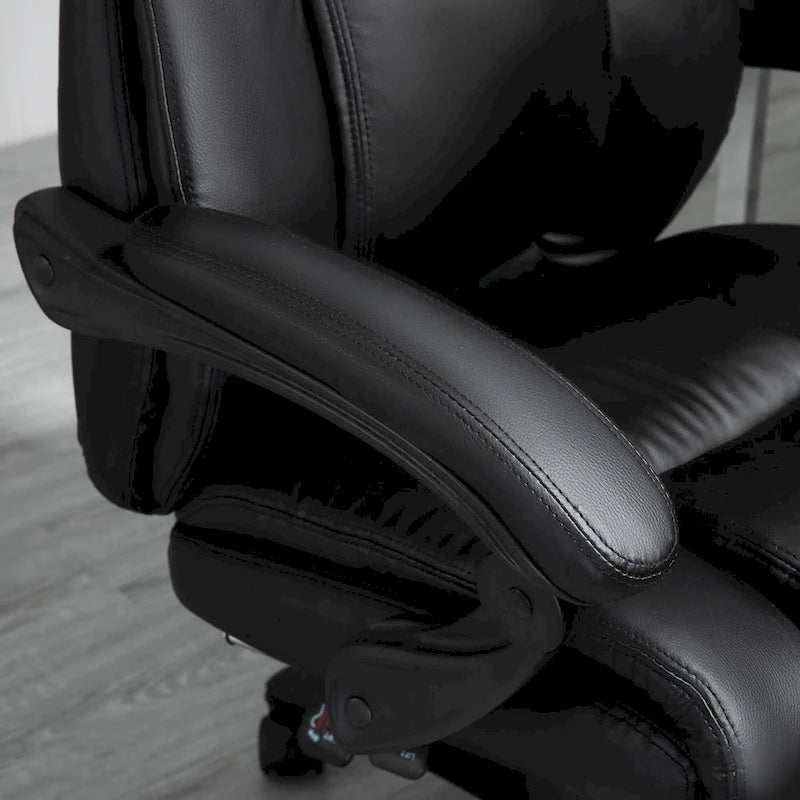 High Back Reclining Office Chair with Footrest, Faux Leather, Black