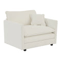 Single Seat Upholstered Armchair in White Fabric with Toss Pillow
