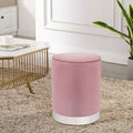Round Velvet Ottoman Footstool with Silver Trim, Multi-Functional