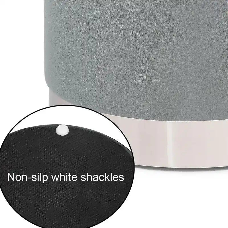Round Velvet Ottoman Footstool with Silver Trim, Multi-Functional