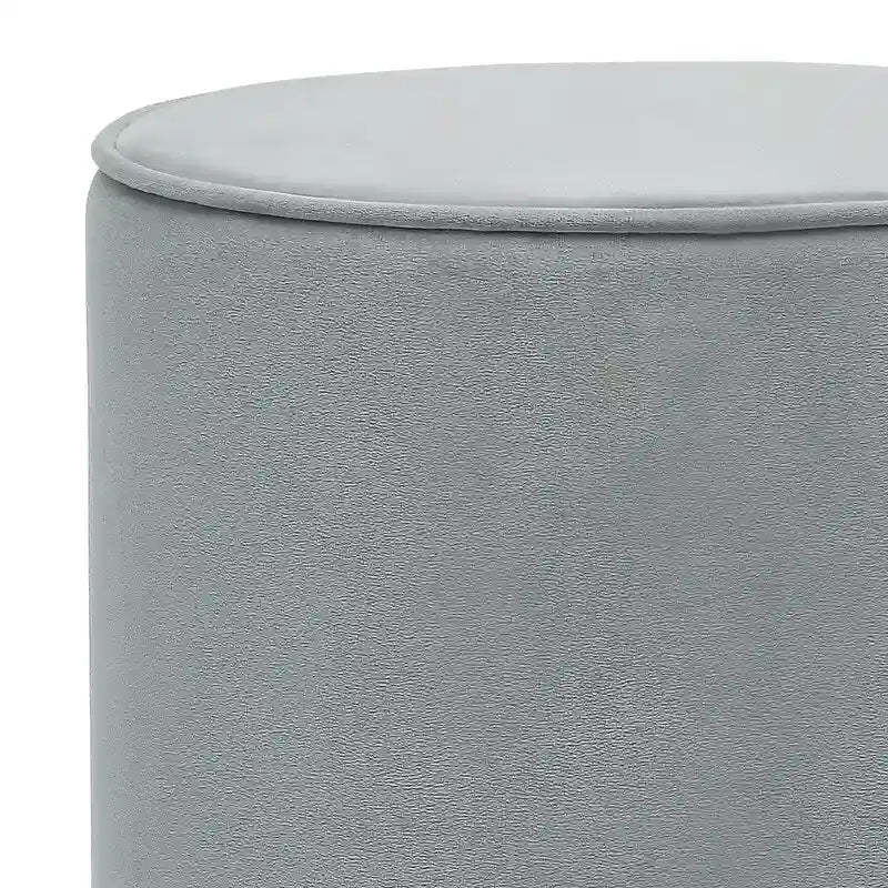 Round Velvet Ottoman Footstool with Silver Trim, Multi-Functional