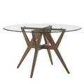 Round Mid-Century Modern Dining Table with Walnut Base, Seats 4