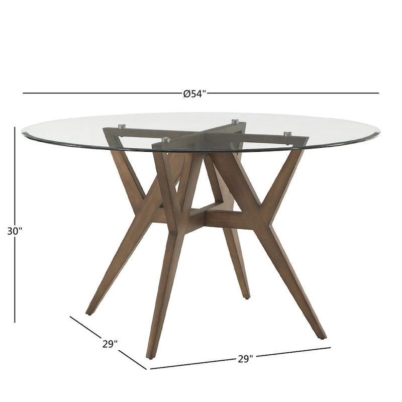 Round Mid-Century Modern Dining Table with Walnut Base, Seats 4