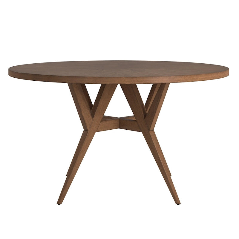 Round Mid-Century Modern Dining Table with Walnut Base, Seats 4