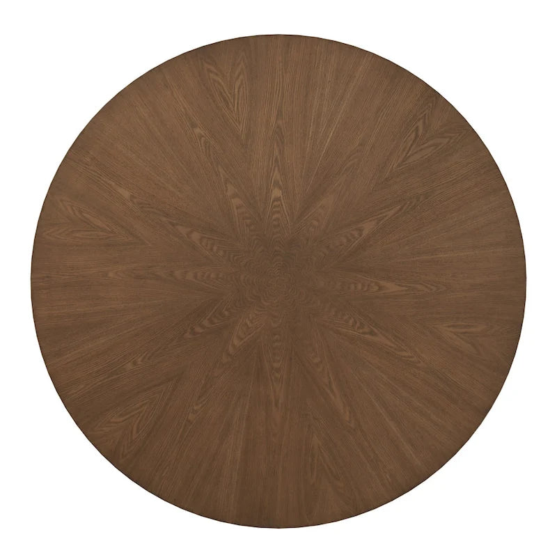 Round Mid-Century Modern Dining Table with Walnut Base, Seats 4
