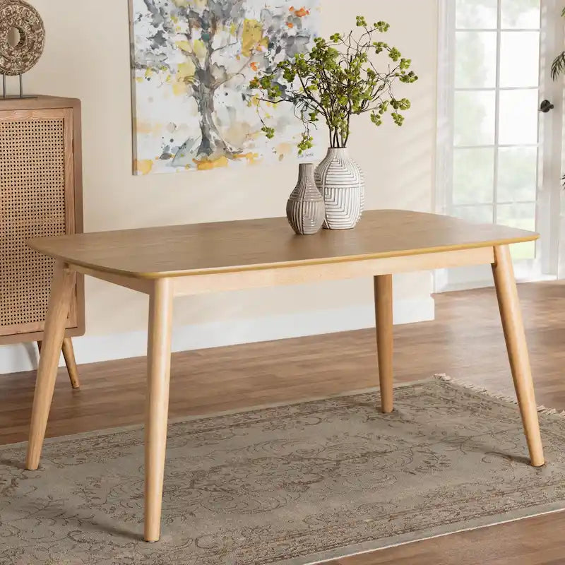 Mid-Century Modern Wood Dining Table, Seats 6, Rectangle
