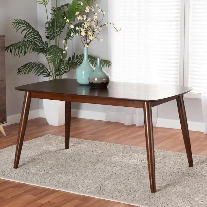 Mid-Century Modern Wood Dining Table, Seats 6, Rectangle