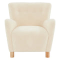 Faux Shearling Accent Chair with Birch Wood Legs, Plush and Cozy