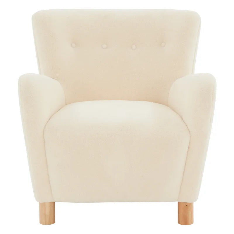 Faux Shearling Accent Chair with Birch Wood Legs, Plush and Cozy