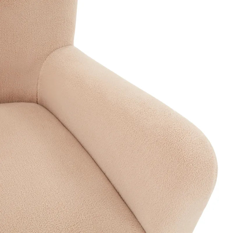 Faux Shearling Accent Chair with Birch Wood Legs, Plush and Cozy