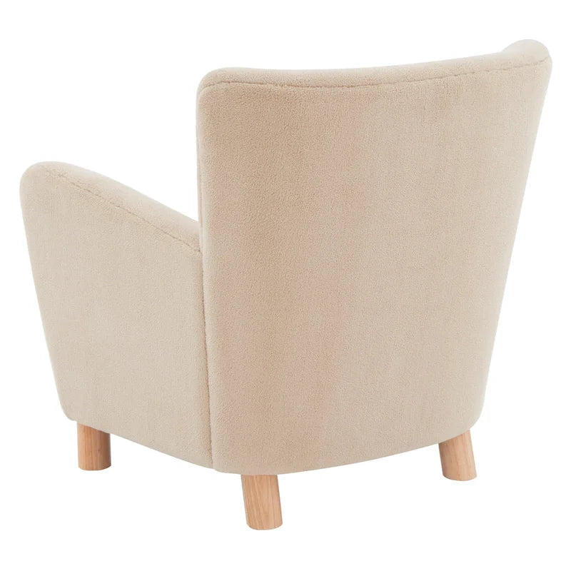 Faux Shearling Accent Chair with Birch Wood Legs, Plush and Cozy